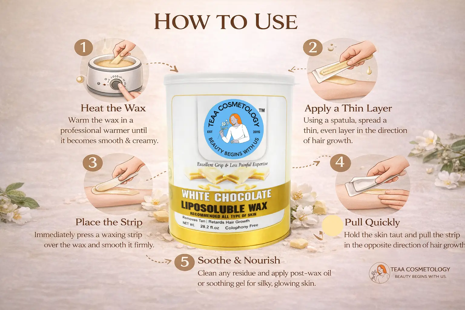 TEAA COSMETOLOGY WHITE CHOCOLATE WAX 800 GM - Image 6